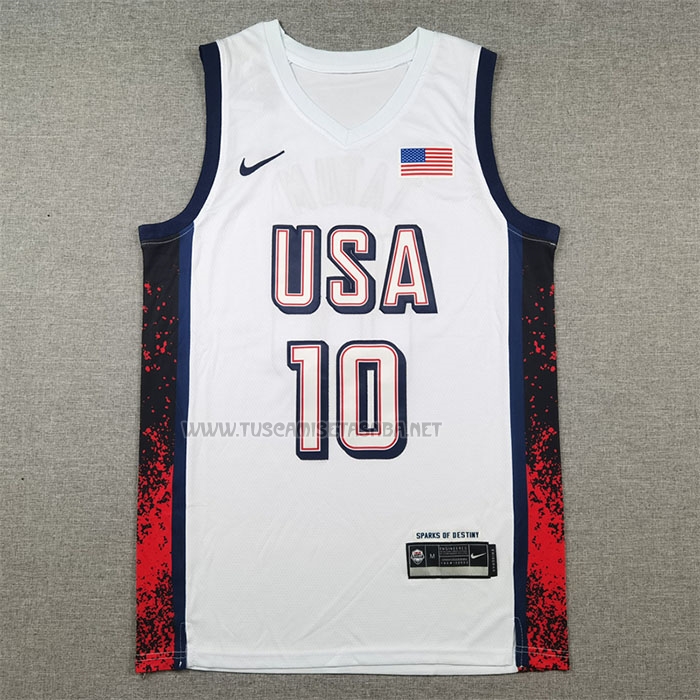 Camiseta Jayson Tatum NO 10 USA 2024 Blanco